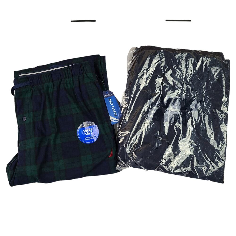 Mens XL Lounge Pants Lot Lands end Nautica XL Blue Green Plaid Solid